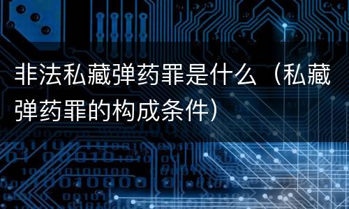 非法私藏弹药罪是什么（私藏弹药罪的构成条件）