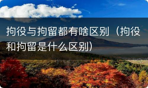 拘役与拘留都有啥区别（拘役和拘留是什么区别）