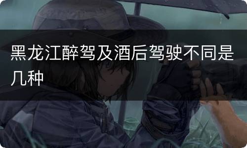 黑龙江醉驾及酒后驾驶不同是几种