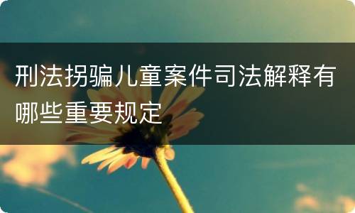 刑法拐骗儿童案件司法解释有哪些重要规定