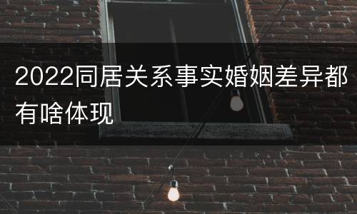 2022同居关系事实婚姻差异都有啥体现