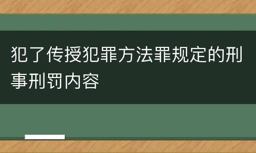犯了传授犯罪方法罪规定的刑事刑罚内容