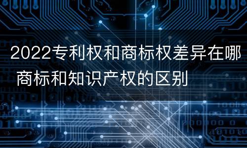 2022专利权和商标权差异在哪 商标和知识产权的区别
