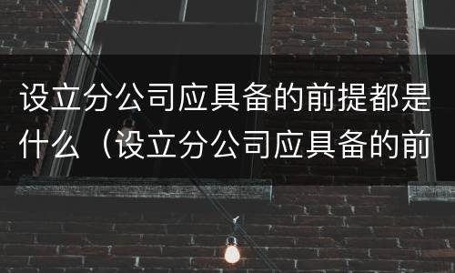 设立分公司应具备的前提都是什么（设立分公司应具备的前提都是什么条件）