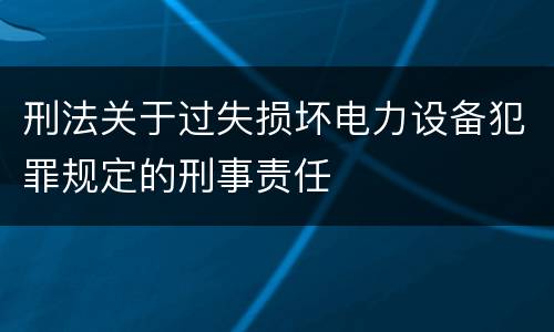 刑法关于过失损坏电力设备犯罪规定的刑事责任