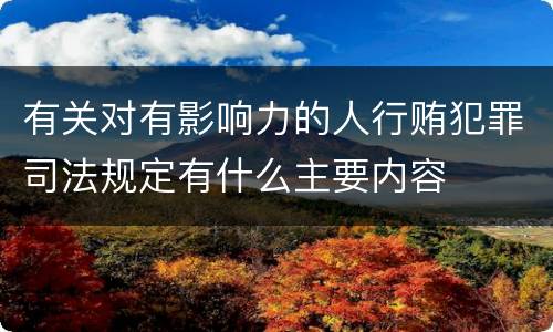 有关对有影响力的人行贿犯罪司法规定有什么主要内容