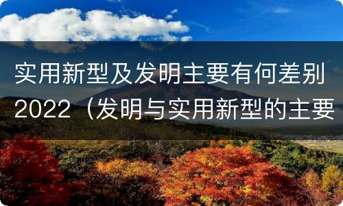 实用新型及发明主要有何差别2022（发明与实用新型的主要区别）