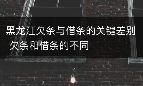 黑龙江欠条与借条的关键差别 欠条和借条的不同