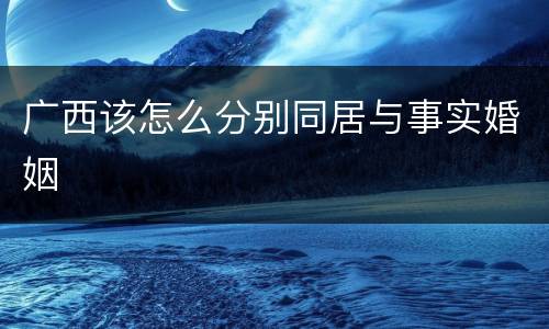 广西该怎么分别同居与事实婚姻