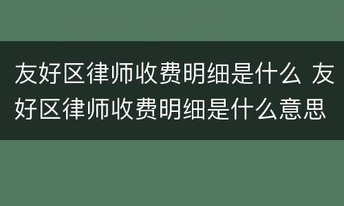 友好区律师收费明细是什么 友好区律师收费明细是什么意思啊