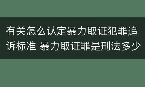 有关怎么认定暴力取证犯罪追诉标准 暴力取证罪是刑法多少条