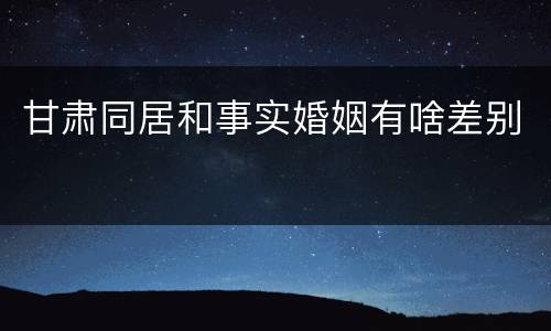 甘肃同居和事实婚姻有啥差别