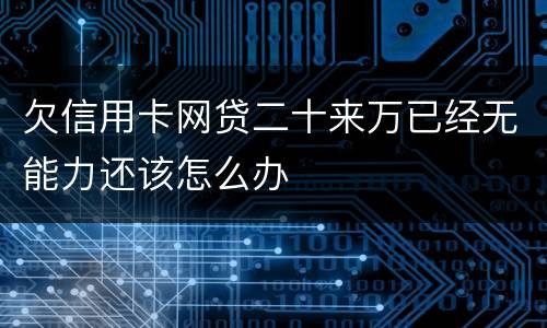 欠信用卡网贷二十来万已经无能力还该怎么办