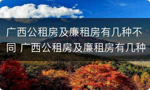 广西公租房及廉租房有几种不同 广西公租房及廉租房有几种不同区域