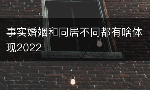 事实婚姻和同居不同都有啥体现2022