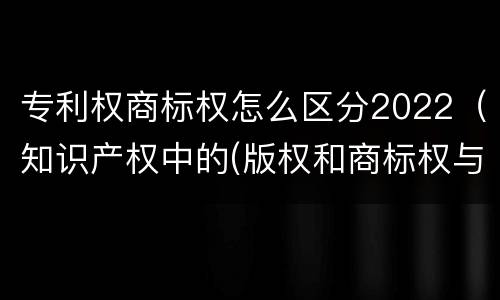 专利权商标权怎么区分2022（知识产权中的(版权和商标权与标准）