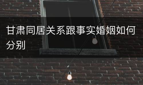 甘肃同居关系跟事实婚姻如何分别
