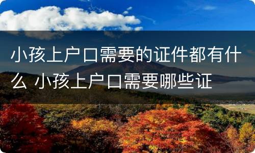 小孩上户口需要的证件都有什么 小孩上户口需要哪些证