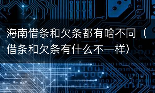 海南借条和欠条都有啥不同（借条和欠条有什么不一样）