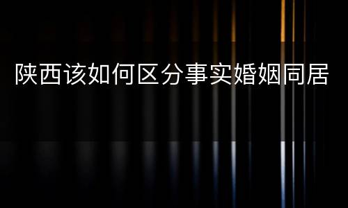 陕西该如何区分事实婚姻同居