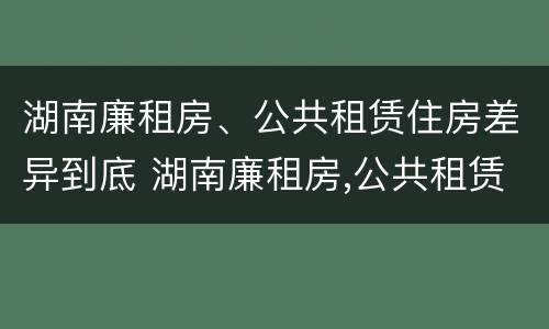 湖南廉租房、公共租赁住房差异到底 湖南廉租房,公共租赁住房差异到底多大