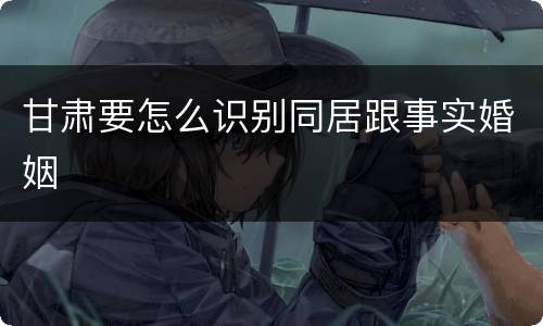 甘肃要怎么识别同居跟事实婚姻