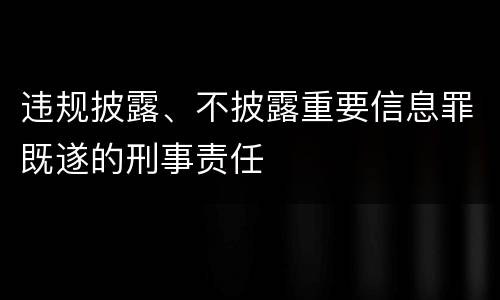 违规披露、不披露重要信息罪既遂的刑事责任