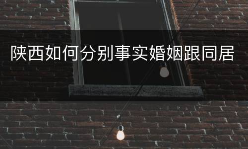 陕西如何分别事实婚姻跟同居