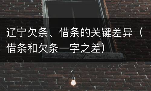 辽宁欠条、借条的关键差异（借条和欠条一字之差）