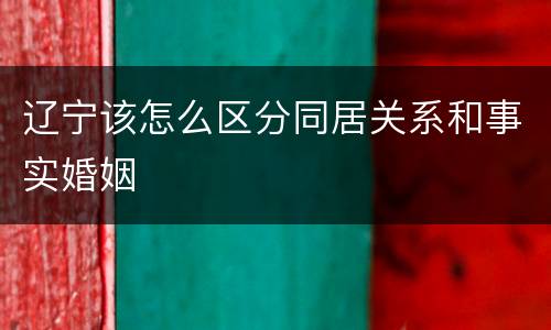 辽宁该怎么区分同居关系和事实婚姻