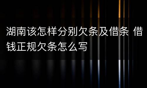 湖南该怎样分别欠条及借条 借钱正规欠条怎么写