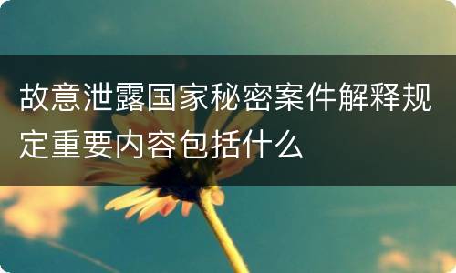 故意泄露国家秘密案件解释规定重要内容包括什么
