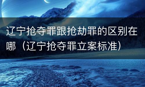 辽宁抢夺罪跟抢劫罪的区别在哪（辽宁抢夺罪立案标准）