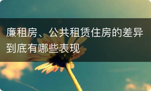 廉租房、公共租赁住房的差异到底有哪些表现