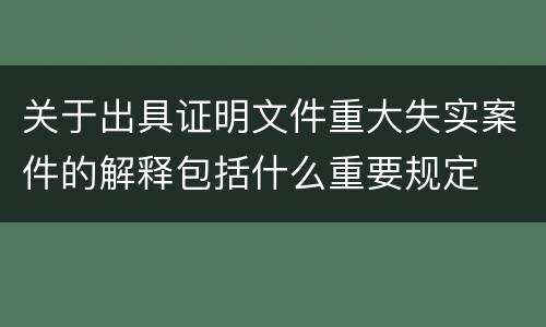 关于出具证明文件重大失实案件的解释包括什么重要规定