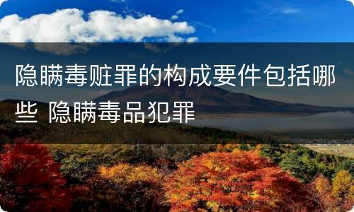 隐瞒毒赃罪的构成要件包括哪些 隐瞒毒品犯罪