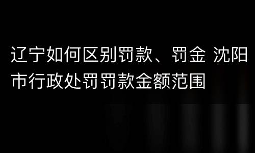 辽宁如何区别罚款、罚金 沈阳市行政处罚罚款金额范围