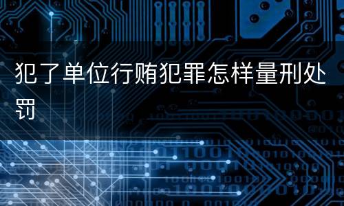 犯了单位行贿犯罪怎样量刑处罚