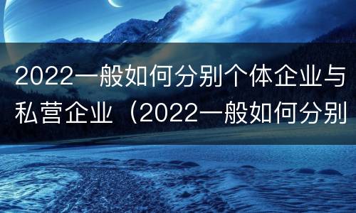 2022一般如何分别个体企业与私营企业（2022一般如何分别个体企业与私营企业呢）
