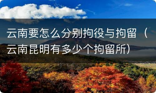 云南要怎么分别拘役与拘留（云南昆明有多少个拘留所）