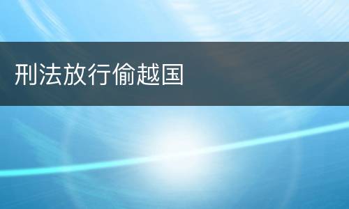 刑法放行偷越国