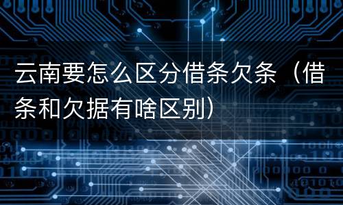 云南要怎么区分借条欠条（借条和欠据有啥区别）