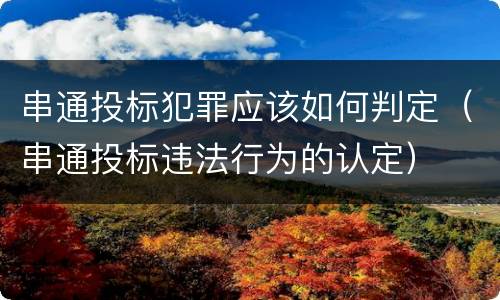 串通投标犯罪应该如何判定（串通投标违法行为的认定）