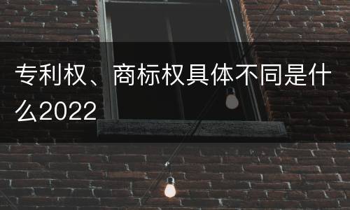 专利权、商标权具体不同是什么2022