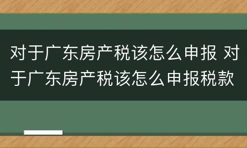 对于广东房产税该怎么申报 对于广东房产税该怎么申报税款