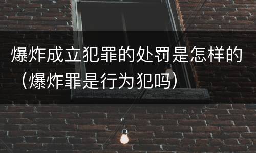 爆炸成立犯罪的处罚是怎样的（爆炸罪是行为犯吗）