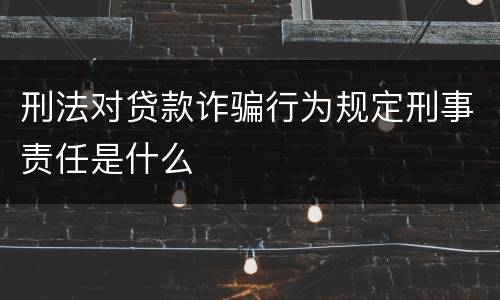 刑法对贷款诈骗行为规定刑事责任是什么