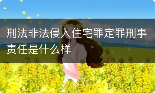 刑法非法侵入住宅罪定罪刑事责任是什么样