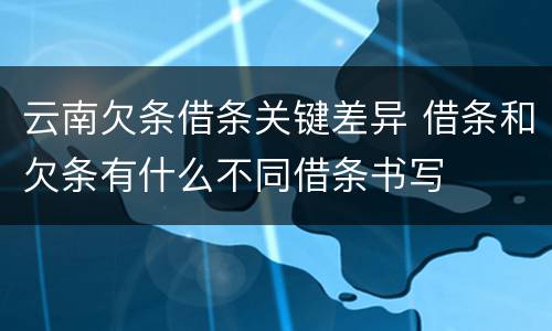 云南欠条借条关键差异 借条和欠条有什么不同借条书写
