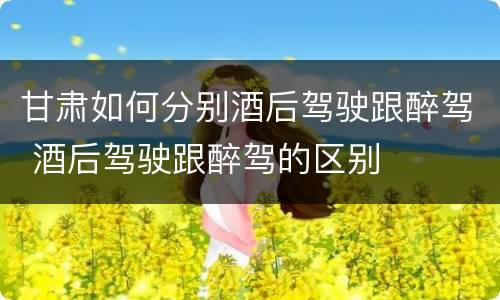 甘肃如何分别酒后驾驶跟醉驾 酒后驾驶跟醉驾的区别